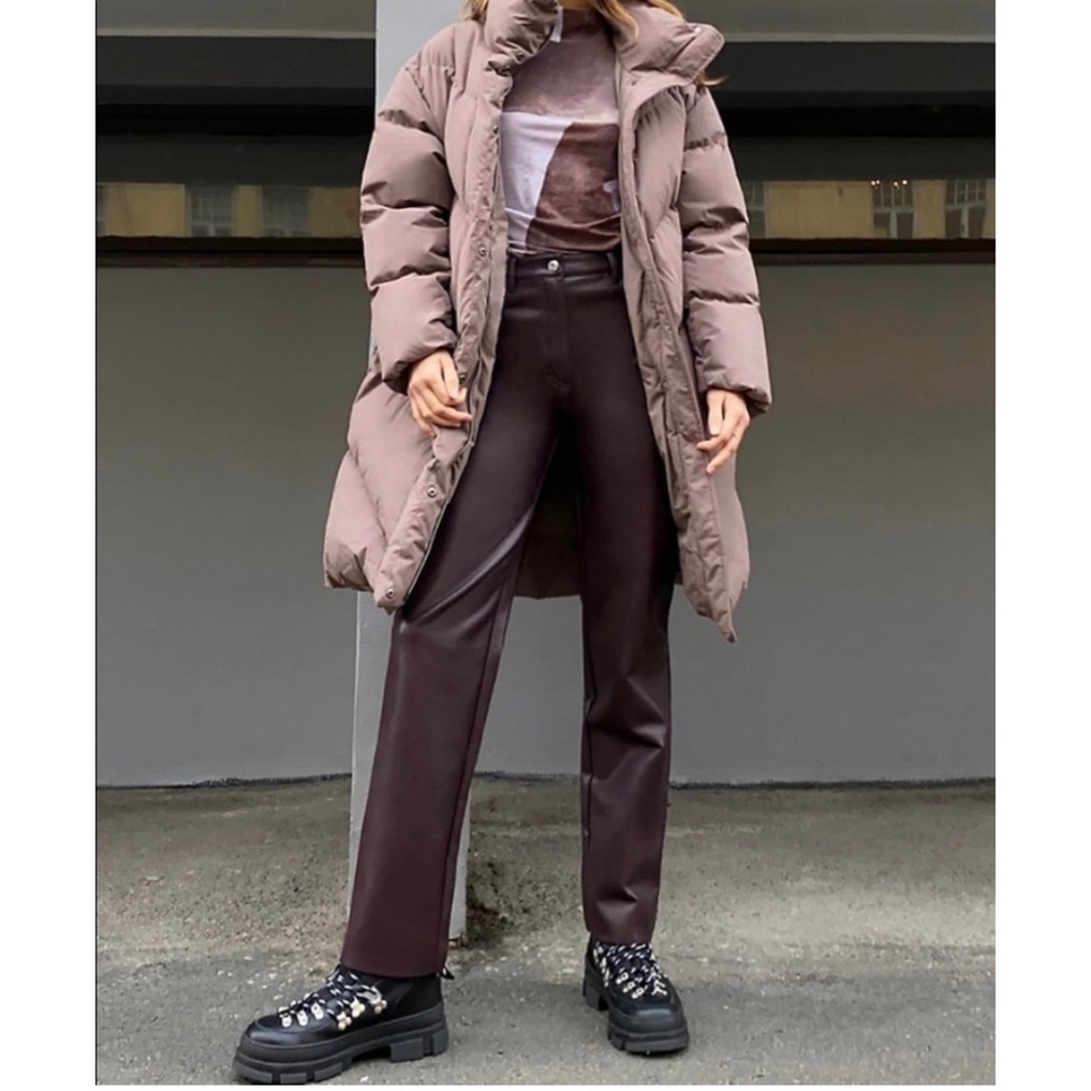 NEW Aritzia Wilfred Melina Vegan Leather Crop Pants Rich Mocha Brown